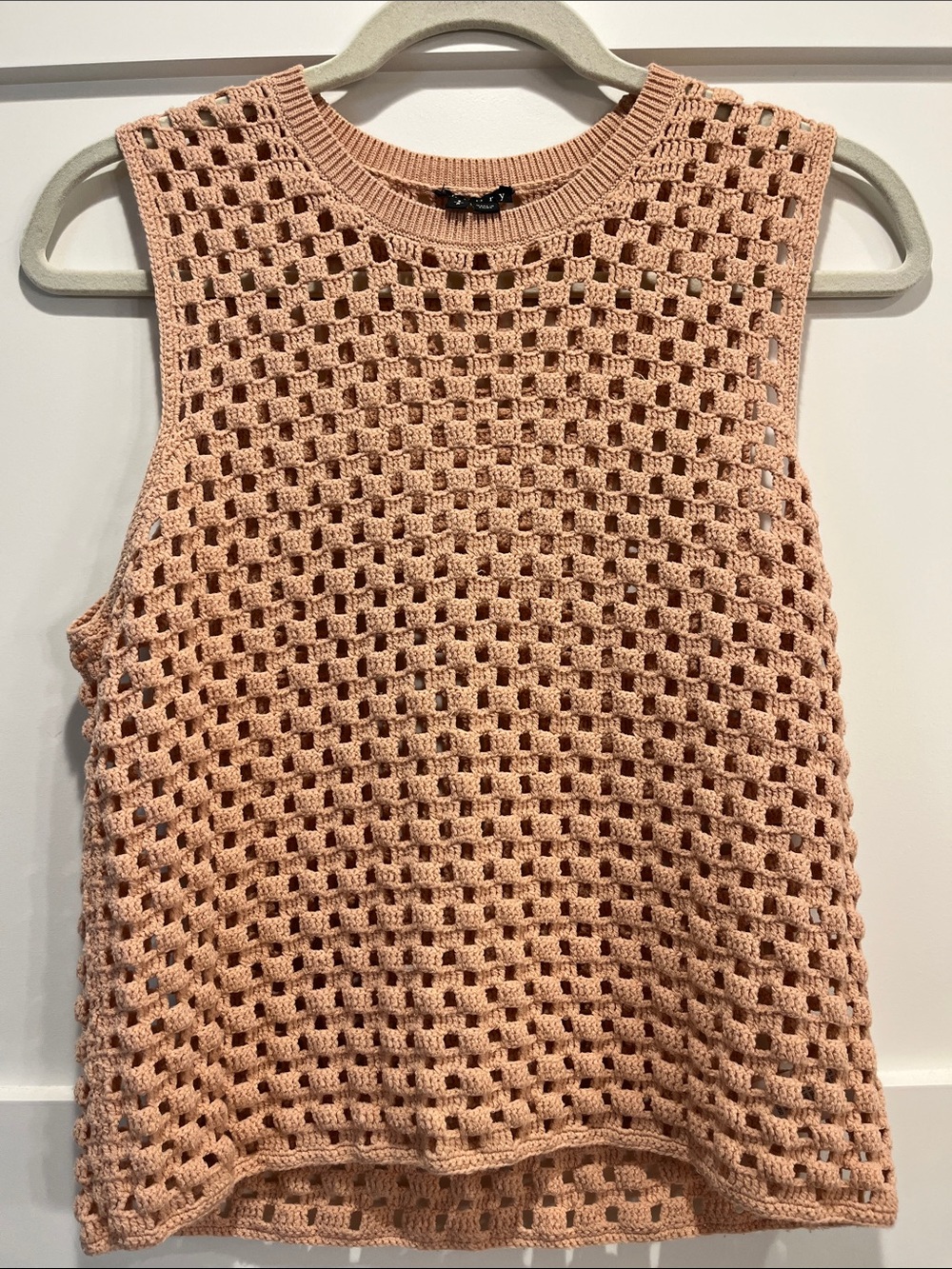 Theory Sleeveless Open-Knit Peach Shell Top Small